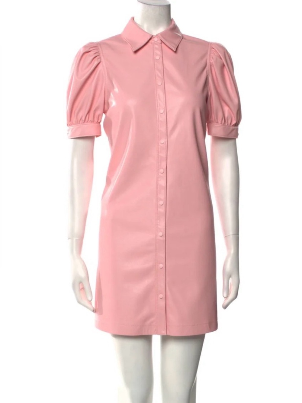 Alice + Olivia Pink Puff-Sleeve Button Front Mini Dress SIZE MEDIUM